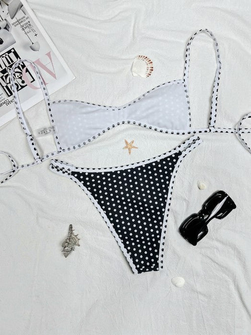 Bikini de dos piezas con espalda descubierta y lazada ajustable
