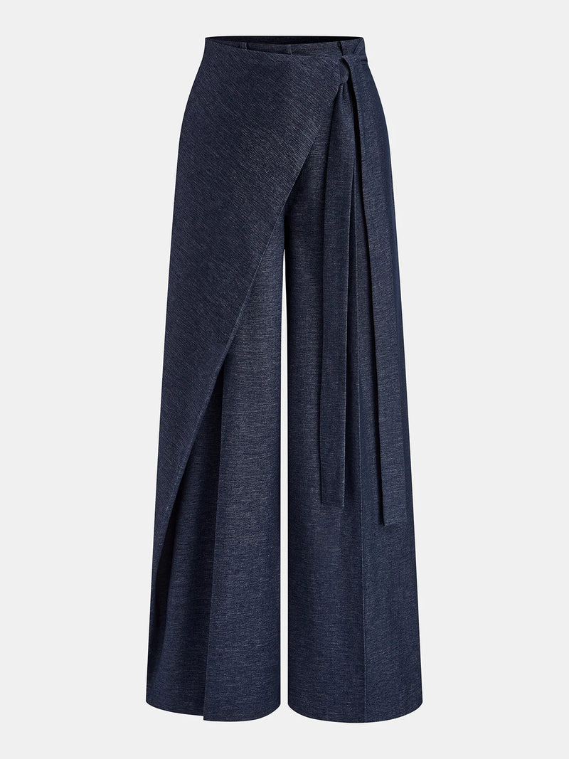 Pantalones anchos cruzados asimétricos