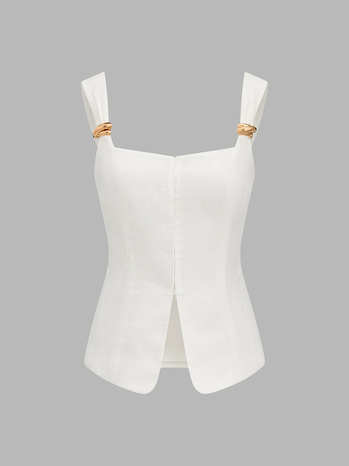 Top de tirantes de mezcla de lino con detalle metálico