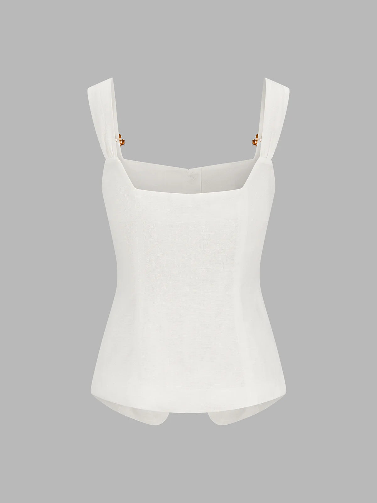Top de tirantes de mezcla de lino con detalle metálico