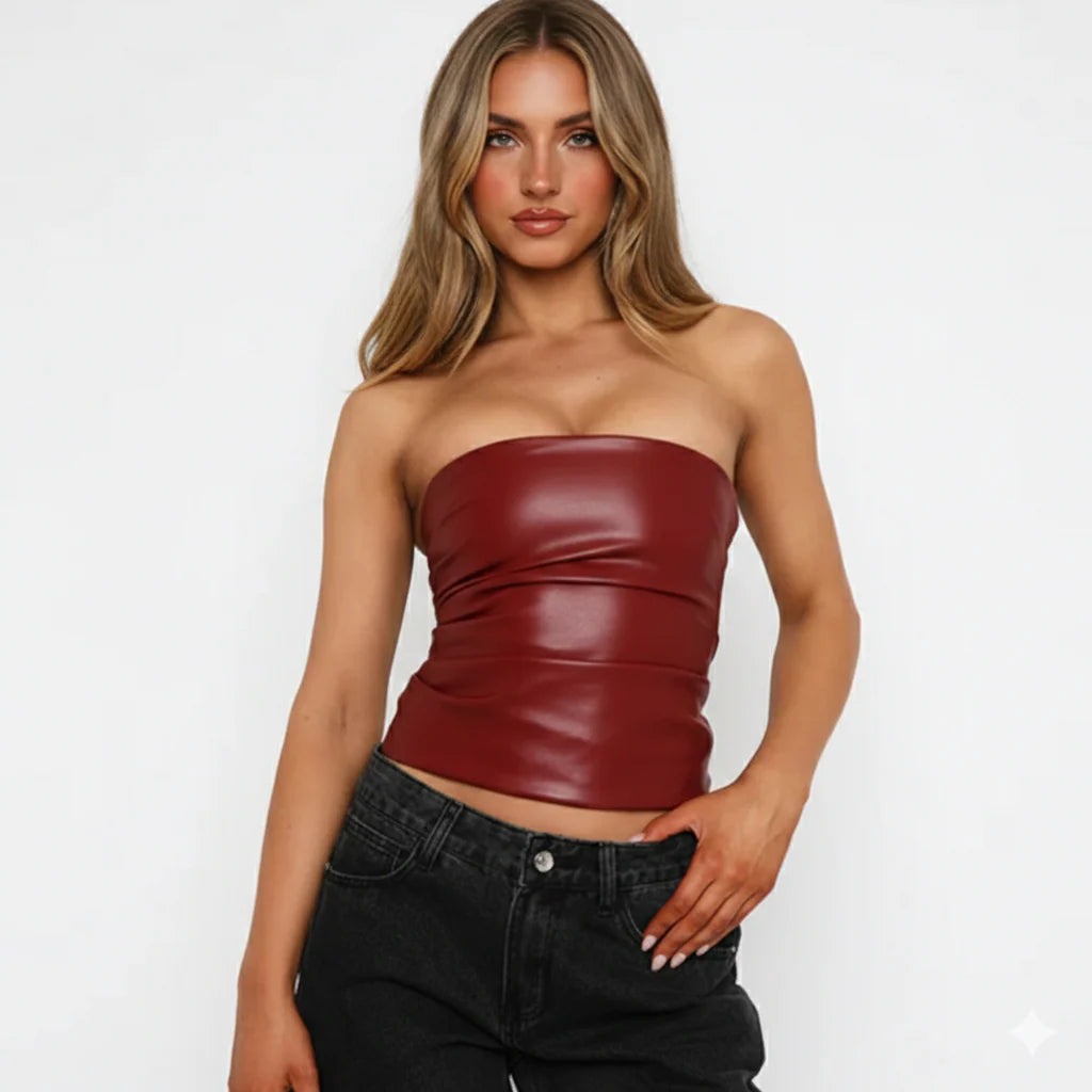 Top estilo cuero