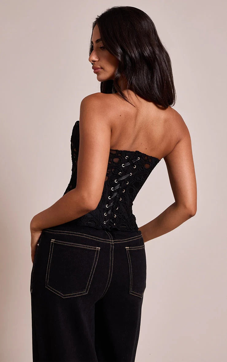 Corset Top Negro Floral