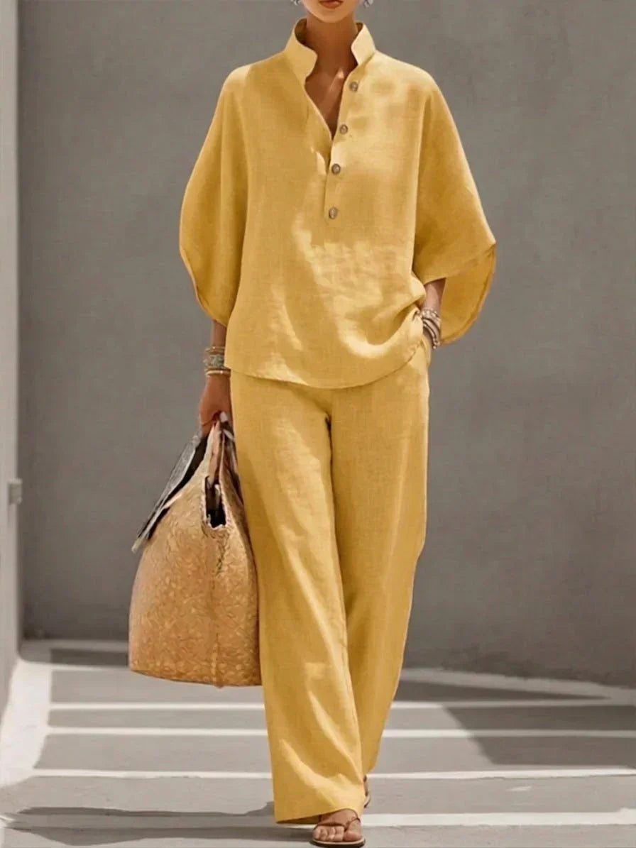 Maribel™ | Traje con mangas murciélago y pantalón de pierna ancha