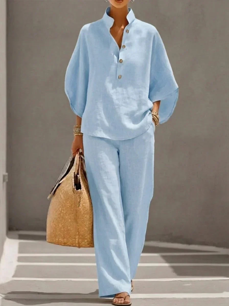 Maribel™ | Traje con mangas murciélago y pantalón de pierna ancha