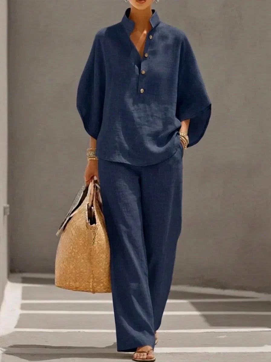 Maribel™ | Traje con mangas murciélago y pantalón de pierna ancha