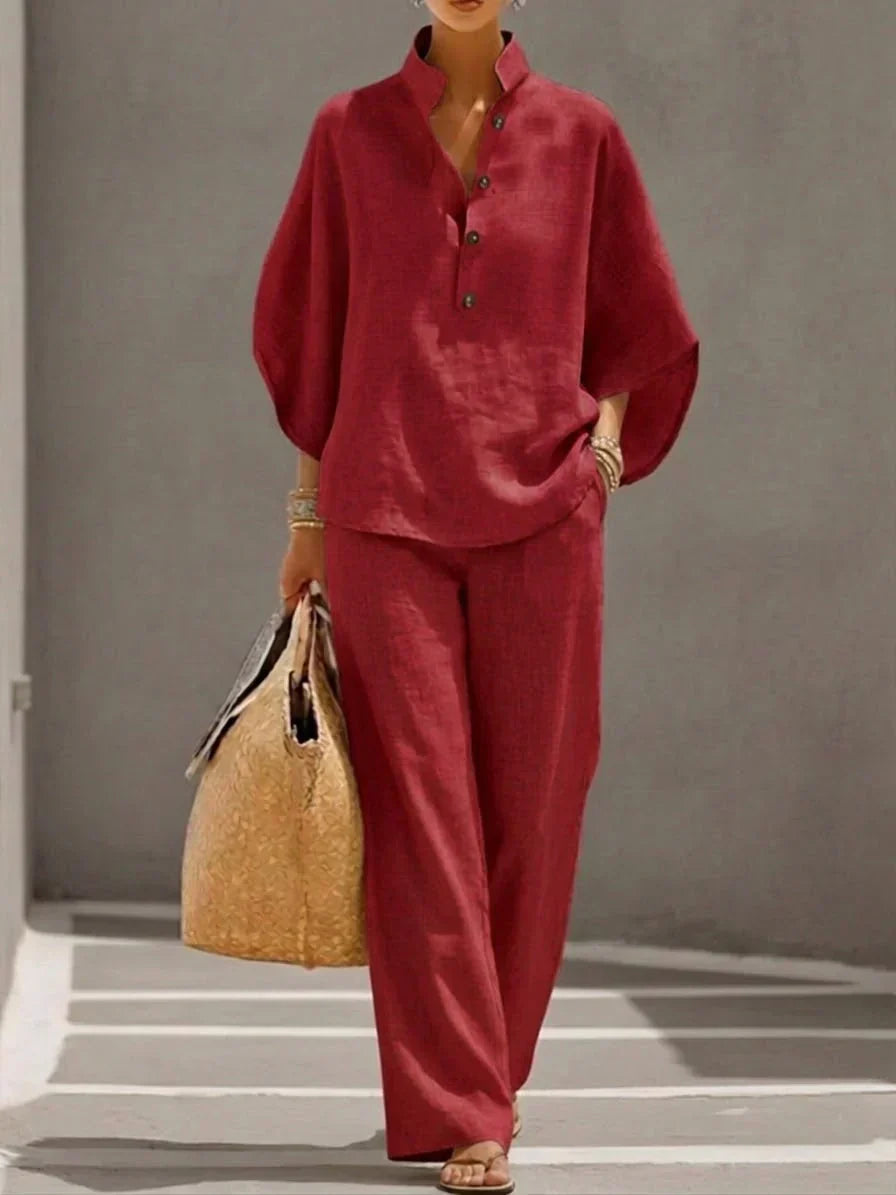 Maribel™ | Traje con mangas murciélago y pantalón de pierna ancha