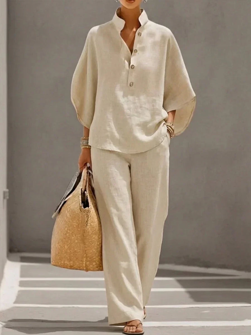 Maribel™ | Traje con mangas murciélago y pantalón de pierna ancha